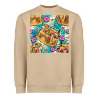Mushroom hairdresser apron and flowers with turquoise glitter seamless pattern  Heavyweight Sweatshirt - BundleAndBundleShop