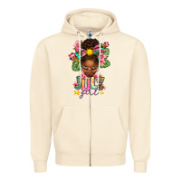 Sandshell July Girl Afro Woman Summer Zipper Hoodie - texasbilliewilder