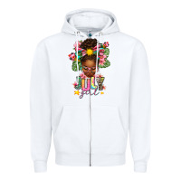 July Girl Afro Woman Summer Zipper Hoodie | Teevron