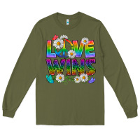 Army Green Pride LGBTQ+ Love Wins Long Sleeve Tee - BundleAndBundleShop
