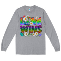 Heather Grey Pride LGBTQ+ Love Wins Long Sleeve Tee - BundleAndBundleShop