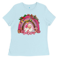 Baby Blue pink christmas believe  rainbow Ladies Tee - AdoDesignShop