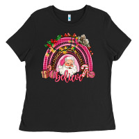 Black pink christmas believe  rainbow Ladies Tee - AdoDesignShop