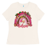 Bone pink christmas believe  rainbow Ladies Tee - AdoDesignShop