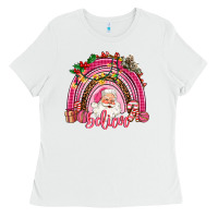 White pink christmas believe  rainbow Ladies Tee - AdoDesignShop