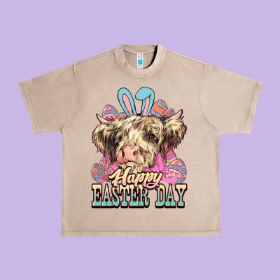 Easter Day Cow Urban Heavy Tee Designed By Nancycooperartshop