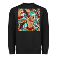 Black hairdresser hand scissors and roses with serape leopard and cowhide se Heavyweight Sweatshirt - BundleAndBundleShop
