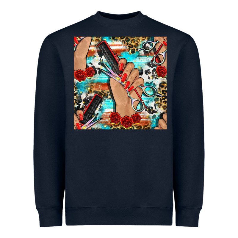 Hairdresser Hand Scissors And Roses With Serape Leopard And Cowhide Se Heavyweight Sweatshirt by BundleAndBundleShop | Teevron