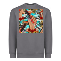 Storm hairdresser hand scissors and roses with serape leopard and cowhide se Heavyweight Sweatshirt - BundleAndBundleShop