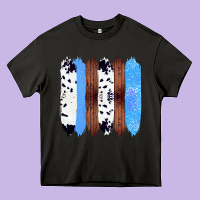 Western Farm Life Cowhide Wood Blue Glitter Brush Stroke Heavy Core Tee Designed By Bettercallsaul