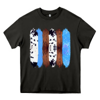 Asphalt Western Farm Life Cowhide Wood Blue Glitter Brush Stroke Heavy Core Tee - Bettercallsaul