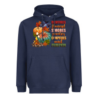 Navy bonfires flannels smores campfires and pu Heavyweight Hoodie - CowGirlArtShop