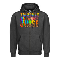 Charcoal Heather LGBTQ+ together we rise Zipper Hoodie - NancyCooperArtShop
