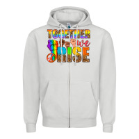 Dove Grey LGBTQ+ together we rise Zipper Hoodie - NancyCooperArtShop