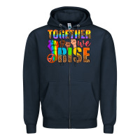 Navy LGBTQ+ together we rise Zipper Hoodie - NancyCooperArtShop