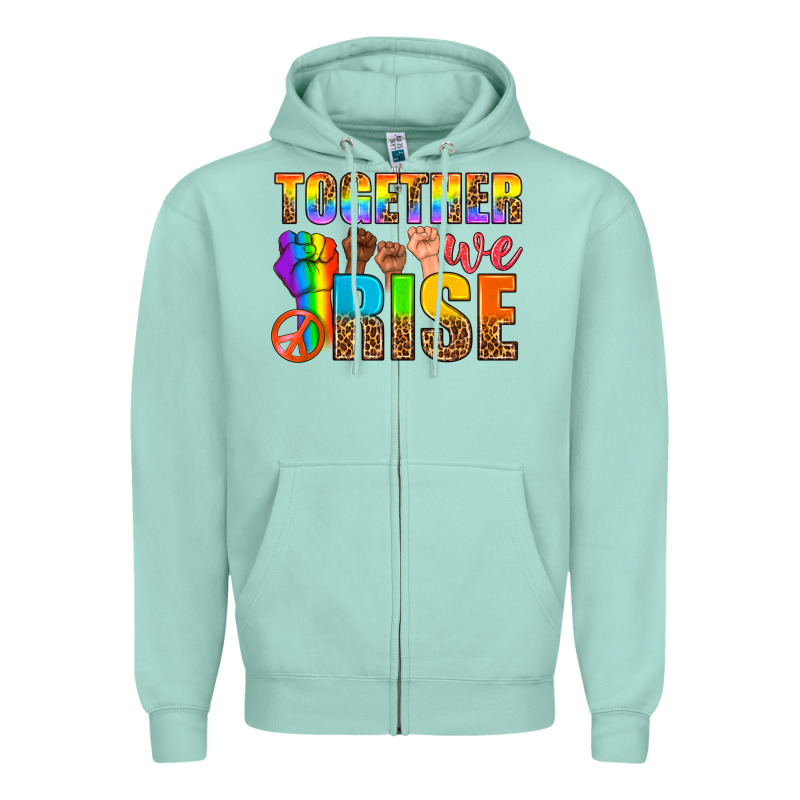 Lgbtq+ Together We Rise Zipper Hoodie by NancyCooperArtShop | Teevron