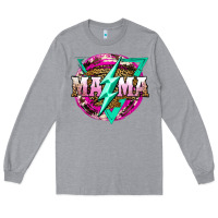 Heather Grey mama life and thunderbolt Long Sleeve Tee - JahusDesignShop