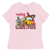 Bubblegum Pink merry christmas Ladies Tee - AdoDesignShop
