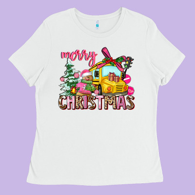 Merry Christmas Ladies Tee Designed By Adodesignshop