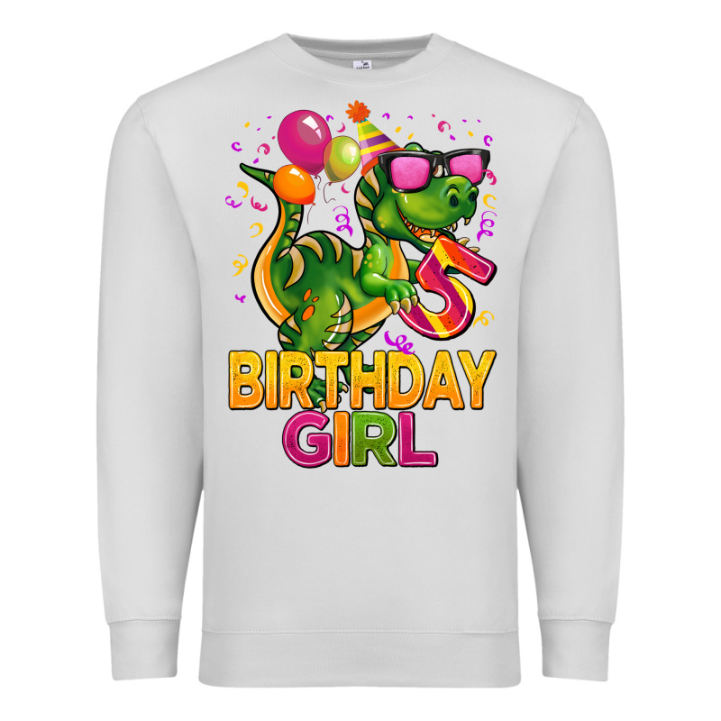 5 Rd Birthday Girl T Rex Pink Premium Sweatshirt by CowGirlArtShop | Teevron