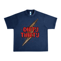 Navy dirty thirty lightning bolt Urban Heavy Tee - MaliasSmallBusiness
