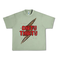 Oil Green dirty thirty lightning bolt Urban Heavy Tee - MaliasSmallBusiness
