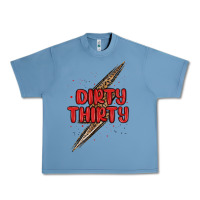Pebble Blue dirty thirty lightning bolt Urban Heavy Tee - MaliasSmallBusiness
