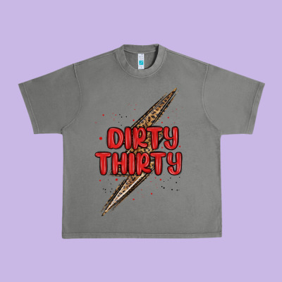 Dirty Thirty Lightning Bolt Urban Heavy Tee Designed By Maliassmallbusiness