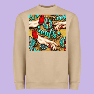 Hand And Nail Polish With Turquoise Gemstone And Leopard Seamless Patt Heavyweight Sweatshirt Designed By Bundleandbundleshop