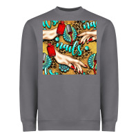 Storm hand and nail polish with turquoise gemstone and leopard seamless patt Heavyweight Sweatshirt - BundleAndBundleShop