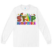 White Western Stop Homophobia Long Sleeve Tee - BundleAndBundleShop