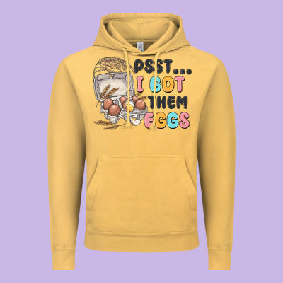 Psst I Got Them Eggs Vintage Hoodie Designed By Maliassmallbusiness