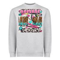 Leopard And Cowhide Hair And Curling Iron With Hearts And Flowers Seam Heavyweight Sweatshirt | Teevron