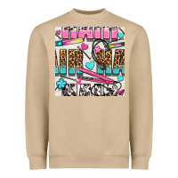 Mushroom leopard and cowhide hair and curling iron with hearts and flowers seam Heavyweight Sweatshirt - BundleAndBundleShop