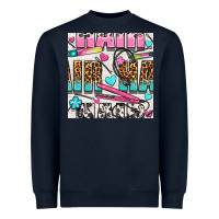 Navy leopard and cowhide hair and curling iron with hearts and flowers seam Heavyweight Sweatshirt - BundleAndBundleShop