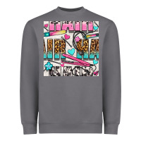 Storm leopard and cowhide hair and curling iron with hearts and flowers seam Heavyweight Sweatshirt - BundleAndBundleShop