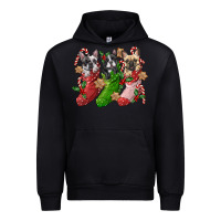 Black french bulldog with christmas socks Urban Hoodie - FaDigitalArtStudio