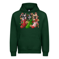 Forest Green french bulldog with christmas socks Urban Hoodie - FaDigitalArtStudio