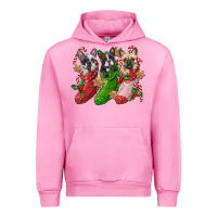 Fuchsia Pink french bulldog with christmas socks Urban Hoodie - FaDigitalArtStudio