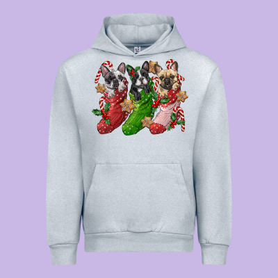 French Bulldog With Christmas Socks Urban Hoodie Designed By Fadigitalartstudio