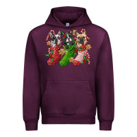 Mauve Wine french bulldog with christmas socks Urban Hoodie - FaDigitalArtStudio