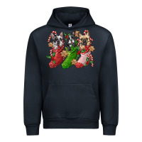 Navy french bulldog with christmas socks Urban Hoodie - FaDigitalArtStudio