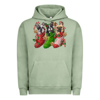 Pigment Oil Green french bulldog with christmas socks Urban Hoodie - FaDigitalArtStudio