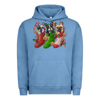 Pigment Pebble Blue french bulldog with christmas socks Urban Hoodie - FaDigitalArtStudio