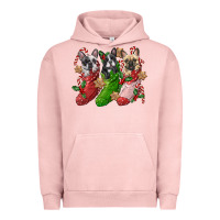 Pigment Salmon french bulldog with christmas socks Urban Hoodie - FaDigitalArtStudio