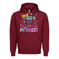 Burgundy daddy of the birthday princess Zipper Hoodie - NancyCooperArtShop