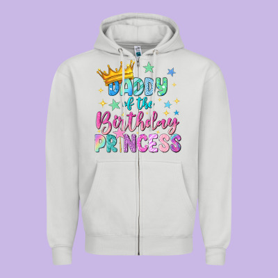 Daddy Of The Birthday Princess Zipper Hoodie Designed By Nancycooperartshop