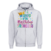 Heather Grey daddy of the birthday princess Zipper Hoodie - NancyCooperArtShop