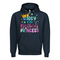 Navy daddy of the birthday princess Zipper Hoodie - NancyCooperArtShop