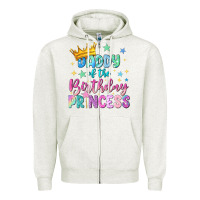Oatmeal Heather daddy of the birthday princess Zipper Hoodie - NancyCooperArtShop